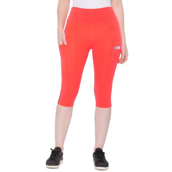 NWT $85 THE NORTH FACE Women XS Capri Leggings Tights Running Gym Yoga NEON PINK - Picture 7 of 13